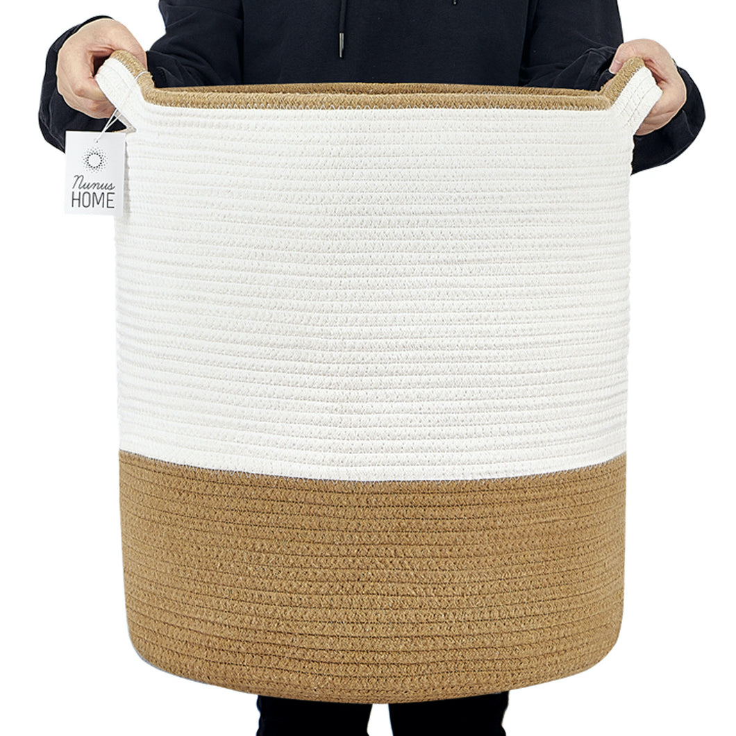 Nunus Home Large Decorative Cotton Rope Basket-Natural&Beige