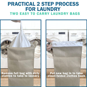 Collapsible Laundry Hamper with 2 removable Laundry Bags-Beige