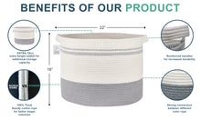 Load image into Gallery viewer, Nunus Home Jumbo Decorative Cotton Rope Basket-Natural&amp;Grey
