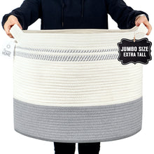Load image into Gallery viewer, Nunus Home Jumbo Decorative Cotton Rope Basket-Natural&amp;Grey

